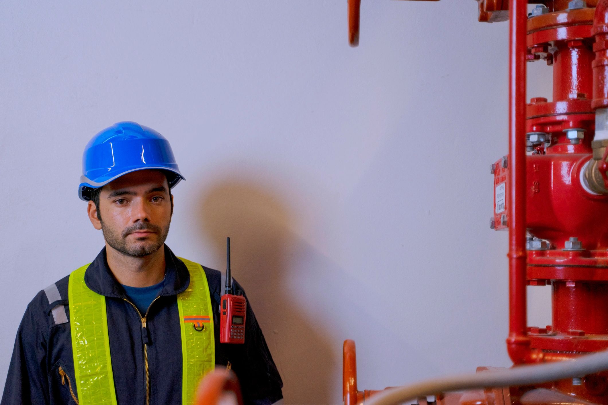 Technician working on a residential water heater