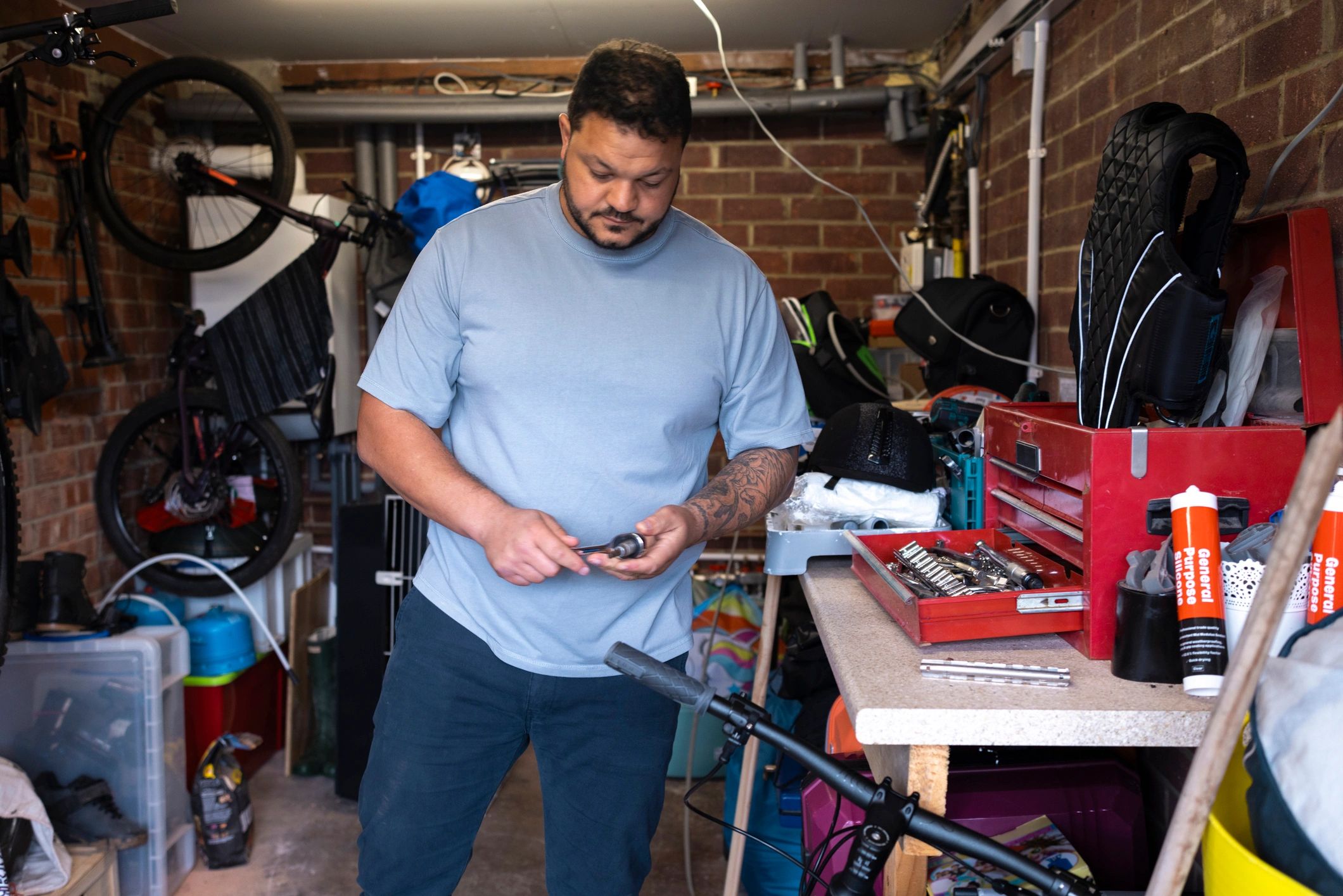 Tools and repair work in a home setting